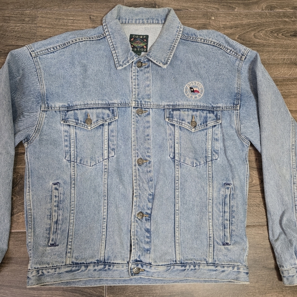 Camp David Denim Jean Jacket  Austin Texas Embroidered Size Large